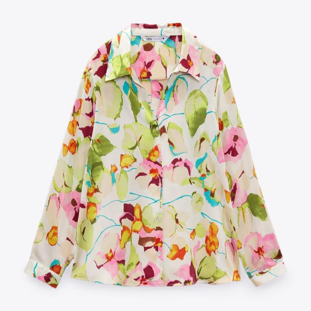 Zara Satin Floral Blouse